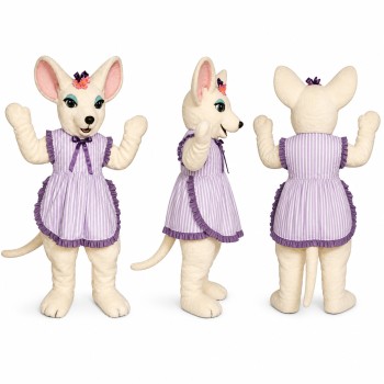 Mouse Mascot Costume in White with Purple Dress Adult