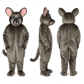 Mouse Mascot Costume in Gray with Pink Ears Adult