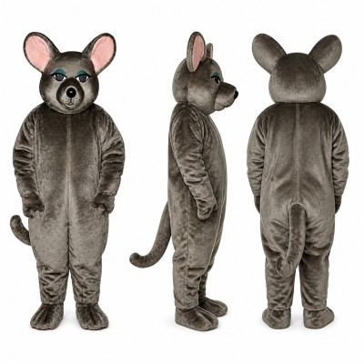 Mouse Mascot Costume in Gray with Pink Ears Adult