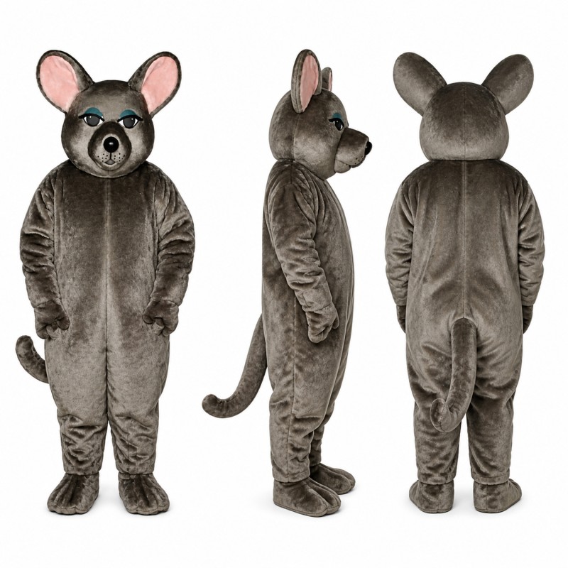 Mouse Mascot Costume in Gray with Pink Ears Adult