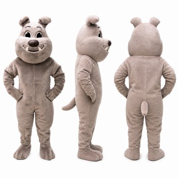 Bulldog Mascot Costume in Gray with Wide Smile Adult