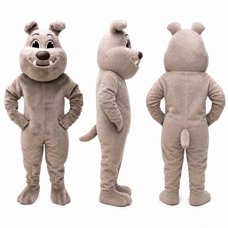 Bulldog Mascot Costume in Gray with Wide Smile Adult