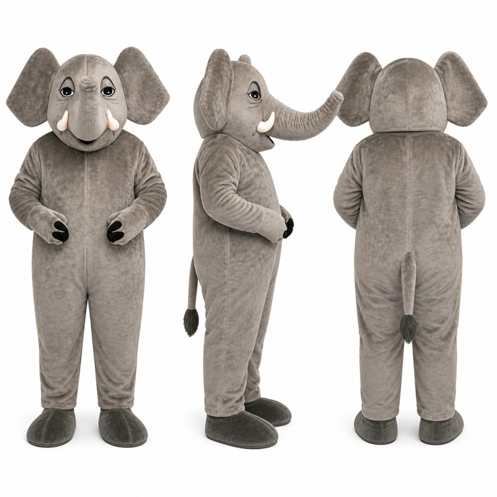 Elephant Mascot Costume in Gray with Large Ears Adult