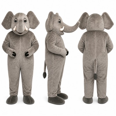 Elephant Mascot Costume in Gray with Large Ears Adult