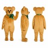 Teddy Bear Mascot Costume in Golden Brown with Green Bow Adult