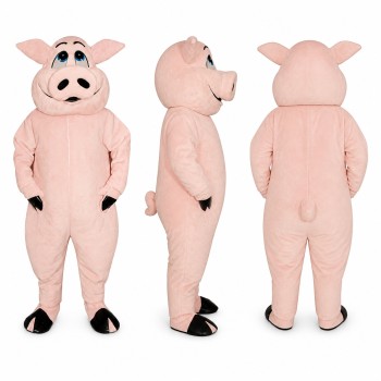 Pig Mascot Costume in Pale Pink with Black Hooves Adult