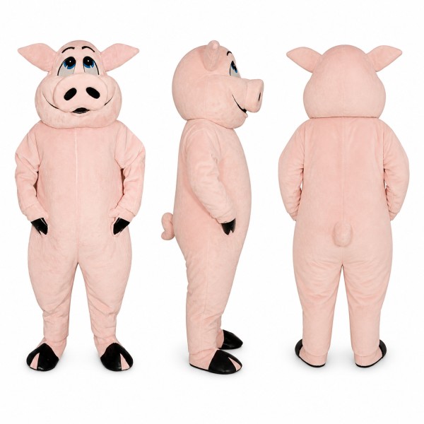 Pig Mascot Costume in Pale Pink with Black Hooves Adult