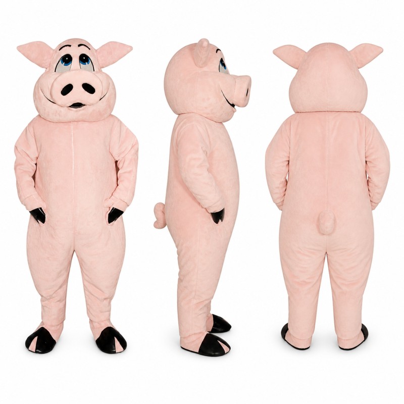 Pig Mascot Costume in Pale Pink with Black Hooves Adult