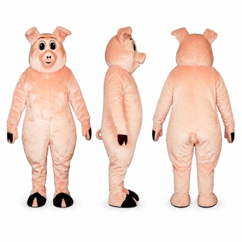 Pig Mascot Costume in Pink with Rounded Snout Adult
