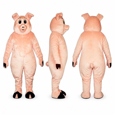 Pig Mascot Costume in Pink with Rounded Snout Adult