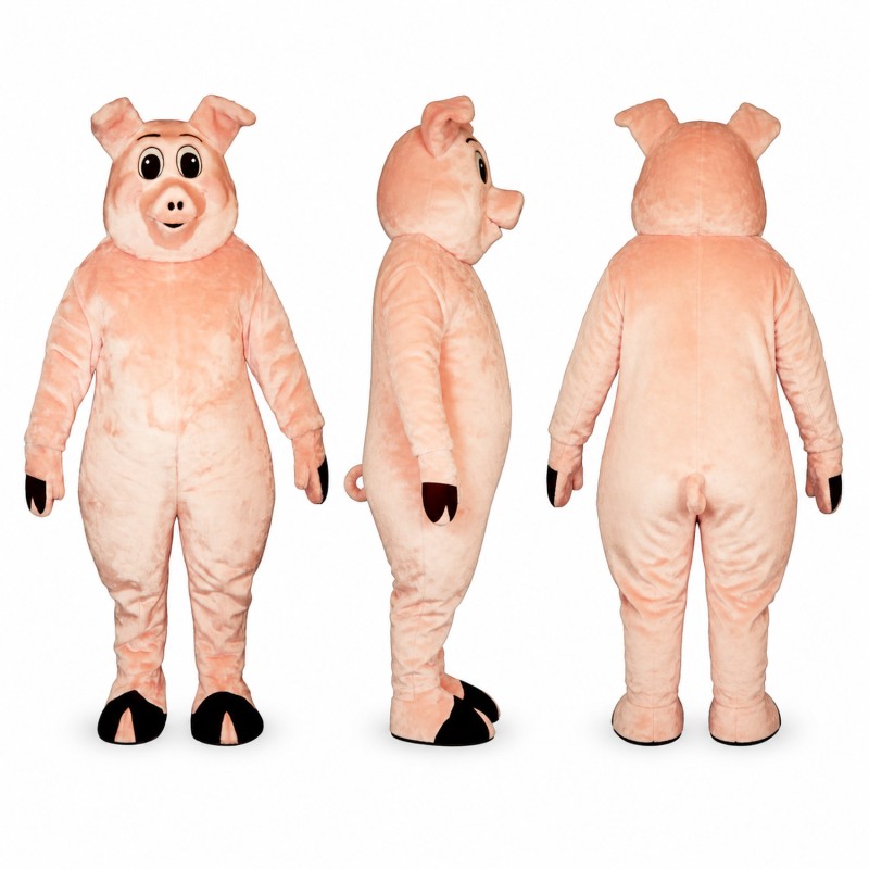 Pig Mascot Costume in Pink with Rounded Snout Adult