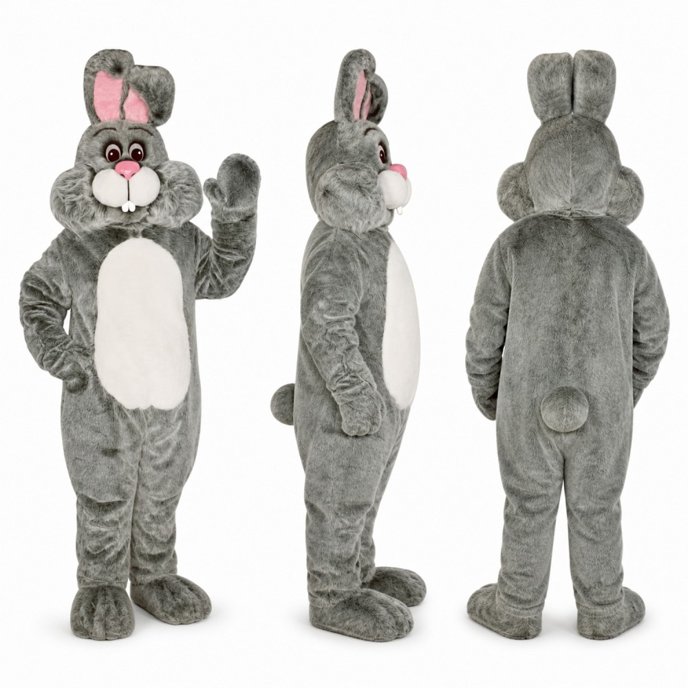 Rabbit Mascot Costume in Gray with White Belly Adult Rabbit Mascot Costume in Gray with White Belly Adult