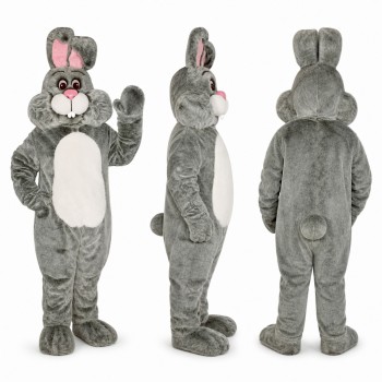 Rabbit Mascot Costume in Gray with White Belly Adult