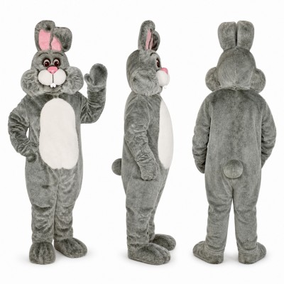 Rabbit Mascot Costume in Gray with White Belly Adult