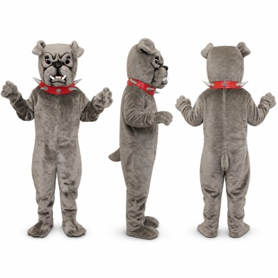 Bulldog Mascot Costume in Gray with Red Collar Adult