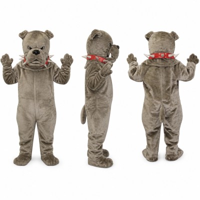 Bulldog Mascot Costume in Gray with Wrinkled Face Adult