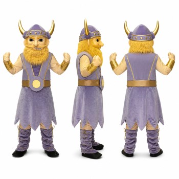 Viking Mascot Costume in Purple and Gold with Horned Helmet Adult
