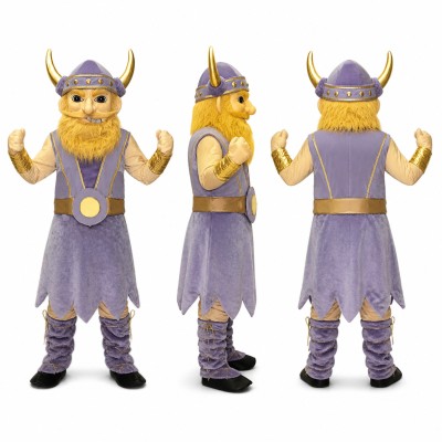 Viking Mascot Costume in Purple and Gold with Horned Helmet Adult