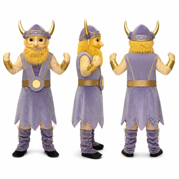 Viking Mascot Costume in Purple and Gold with Horned Helmet Adult