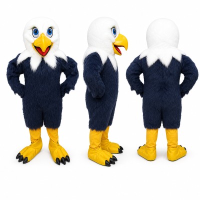 Bald Eagle Mascot Costume in Black and White with Yellow Feet Adult