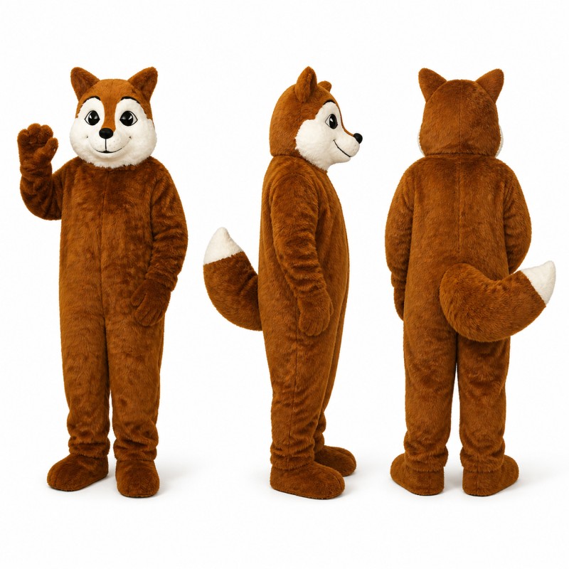 Fox Mascot Costume in Orange Brown with White Muzzle Adult