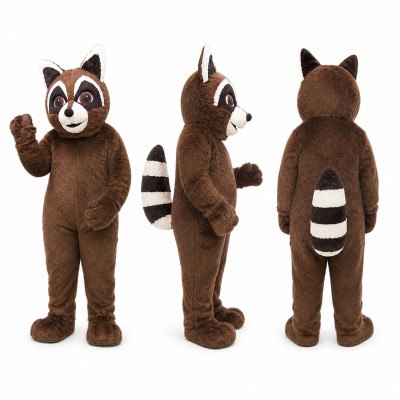 Raccoon Mascot Costume in Brown with Ringed Tail Adult