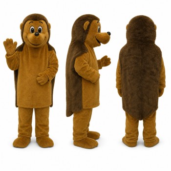 Brown Hedgehog Mascot Costume in Golden Brown with Rounded Muzzle Adult