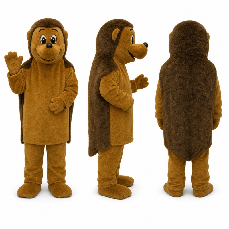 Brown Hedgehog Mascot Costume in Golden Brown with Rounded Muzzle Adult