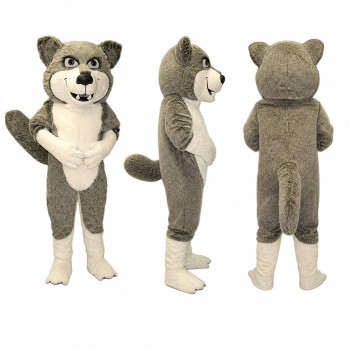 Wolf Mascot Costume in Gray with Cream Belly Adult