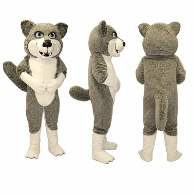 Wolf Mascot Costume in Gray with Cream Belly Adult