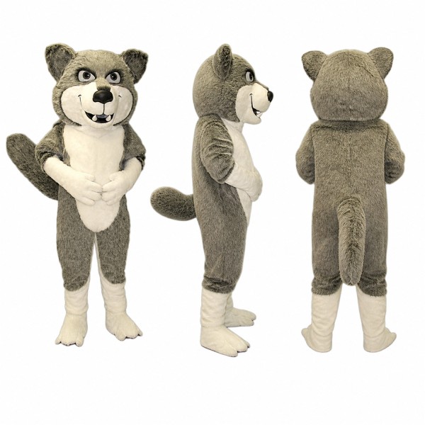 Wolf Mascot Costume in Gray with Cream Belly Adult
