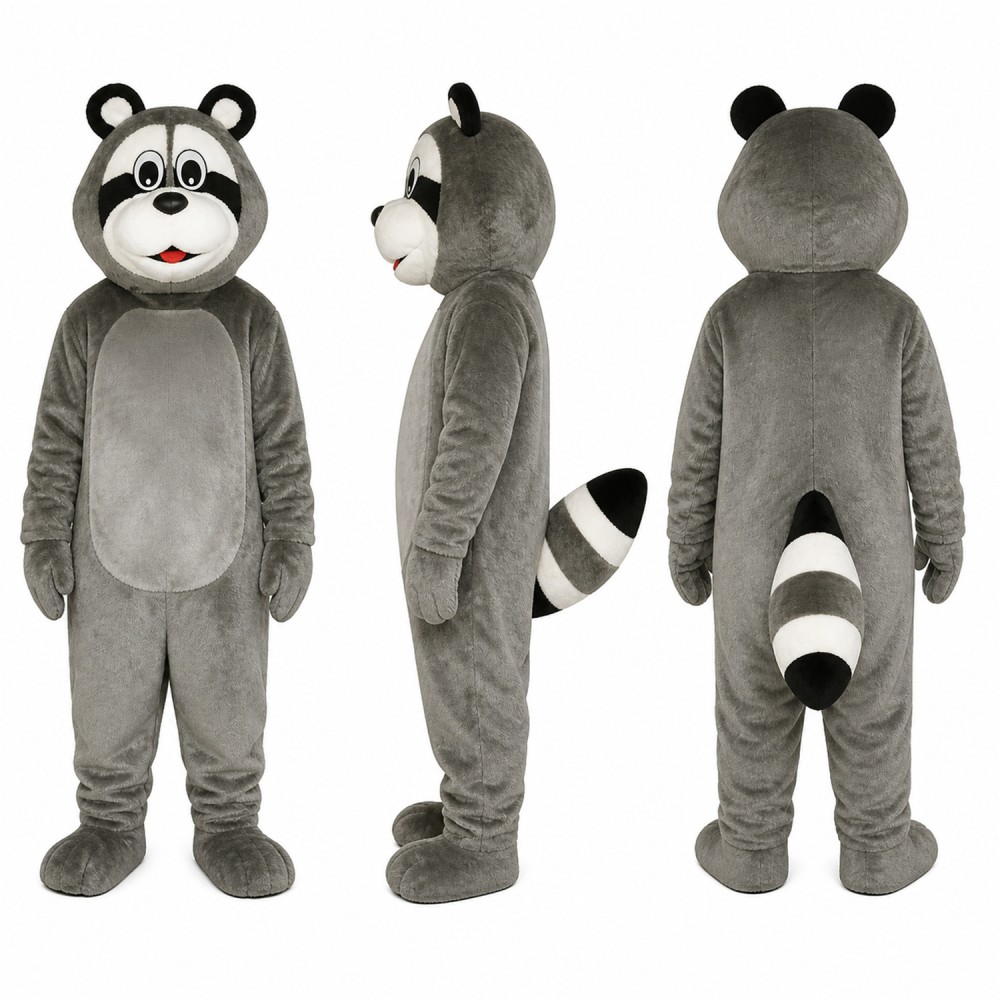 Raccoon Mascot Costume in Gray with White Muzzle Adult