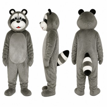 Raccoon Mascot Costume in Gray with White Muzzle Adult