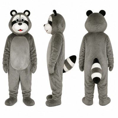 Raccoon Mascot Costume in Gray with White Muzzle Adult