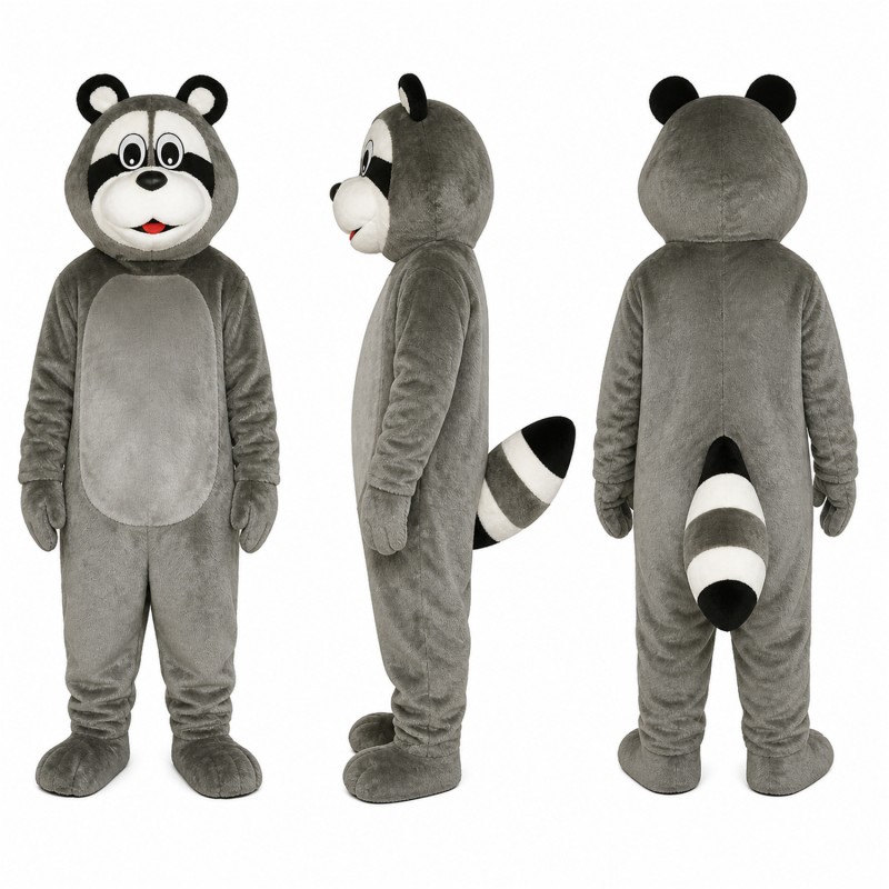 Raccoon Mascot Costume in Gray with White Muzzle Adult