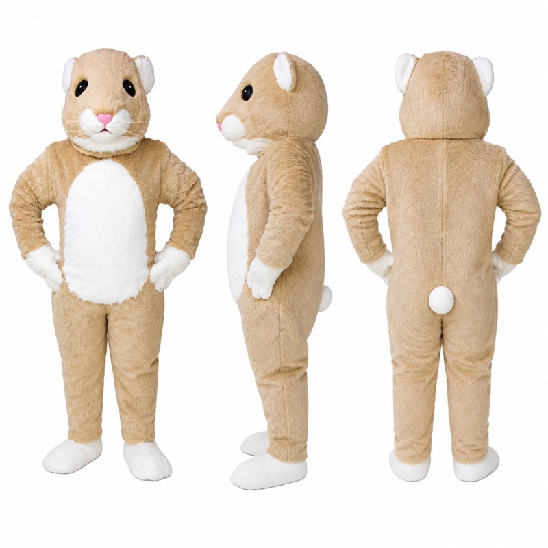 Hamster Mascot Costume in Tan with White Belly Adult