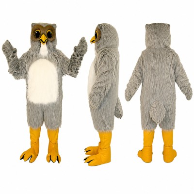 Owl Mascot Costume in Gray with White Belly Adult