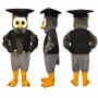 Graduation Owl Mascot Costume in Gray with Black Cap and Gown Adult