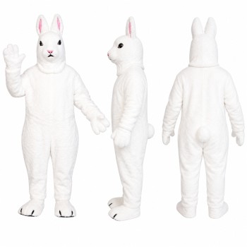 Rabbit Mascot Costume in White with Pink Ears Adult