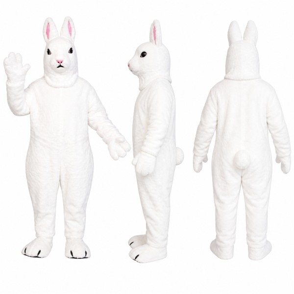 Rabbit Mascot Costume in White with Pink Ears Adult