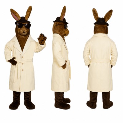 Kangaroo Scientist Mascot Costume with White Lab Coat and Sunglasses Adult