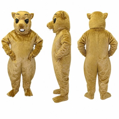 Gopher Mascot Costume in Golden Brown with White Muzzle Adult
