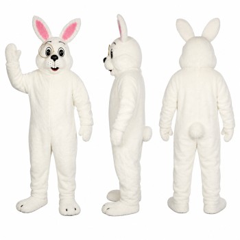 Rabbit Mascot Costume in White with Pink Ears Adult