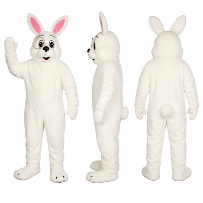 Rabbit Mascot Costume in White with Pink Ears Adult