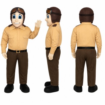 Tour Guide Mascot Costume in Tan Shirt with Brown Pants Adult