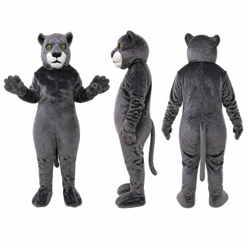 Panther Mascot Costume in Gray with Green Eyes Adult