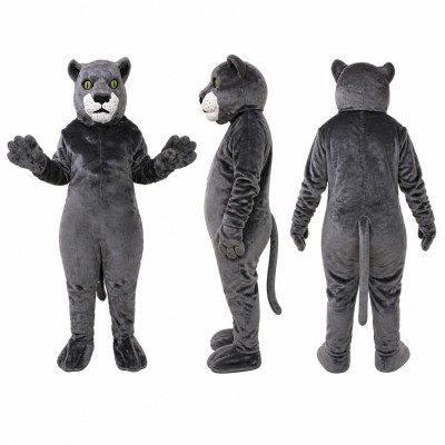 Panther Mascot Costume in Gray with Green Eyes Adult