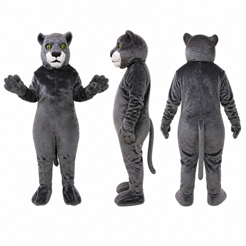 Panther Mascot Costume in Gray with Green Eyes Adult