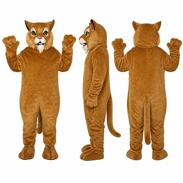 Wildcat Mascot Costume in Brown with White Chest Adult