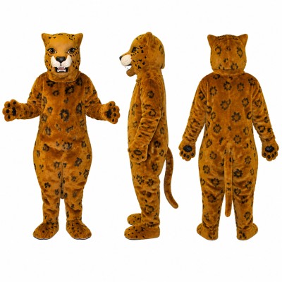 Leopard Mascot Costume in Orange with Black Spots Adult